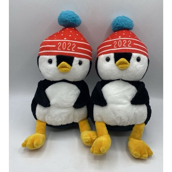 Hallmark Penguin Plush 2022 Stuffed Animal 11" Christmas Winter Lot of 2 HTF - Picture 1 of 16